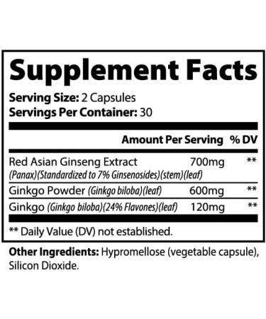 Minimo Nutrition Ginkgo Biloba + Ginseng 3rd Party Certified Supports Circulation Memory Cognitive Function 60 Capsules - Buy Online on GoSupps.com