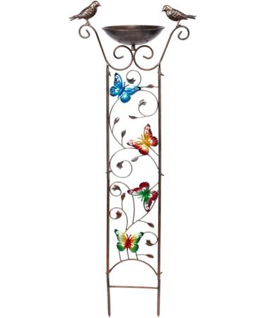 2-in-1 Bird Water Dispenser & Feeder with Garden Grilles - Metal Butterfly Design | Removable Retro Stand for Garden Decoration - Buy Online on GoSupps.com
