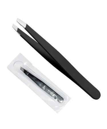 Pluck econtal tweezers black with case professional tweezers sloping lace plucking hair plucking twin eyebrow tweezers