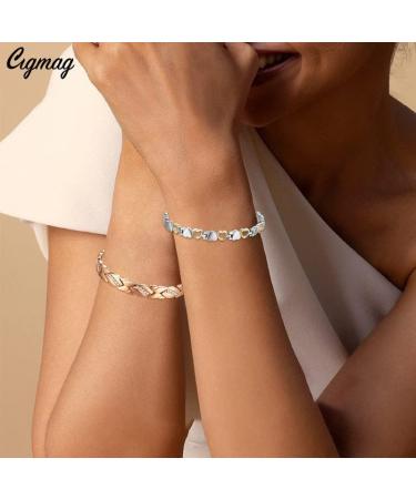 Cigmag 2PCS Lymphatic Drainage Magnetic Bracelets for Women - Ultra Strength Magnet Titanium Steel Set with Adjustable Tool and Gift Box for Mother's Day (Crystal & Love) - Buy Online on GoSupps.com