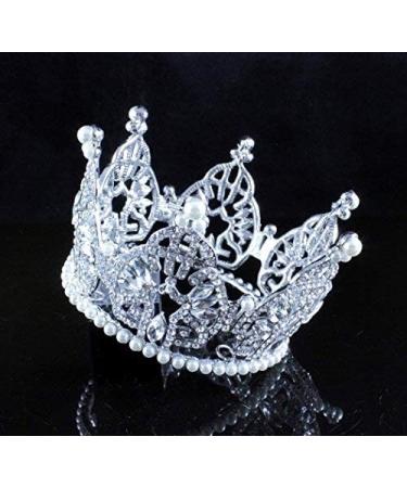 Mini Bun Tiara Hair Crown | Faux Pearl Austrian Crystal Cake Topper - Buy Online on GoSupps.com