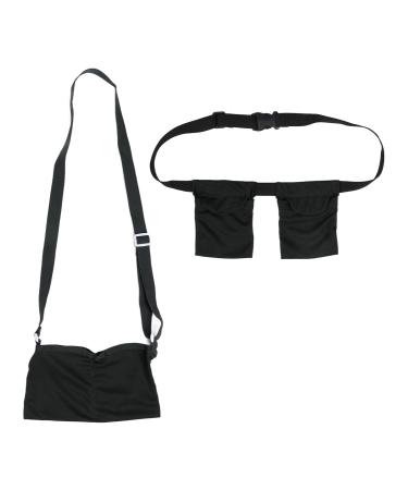 Mastectomy Drain Holder with Mesh Shower Bag Breast Surgery Drainage Pouch - Length Adjust Elastic Band Design Used to fix The Drain Bottles and Tubes (Black)