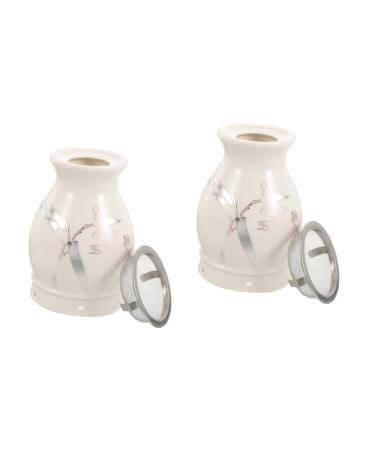 Lurrose 2st Moxa-Box-Schaberdose Ceramic-Moxa cup of scratch cup cup cup for the body moxibuspot made of ceramic ceramics made of ceramic massage option Massage accessories Care Metal X 2 pieces 10x7cmx2pcs