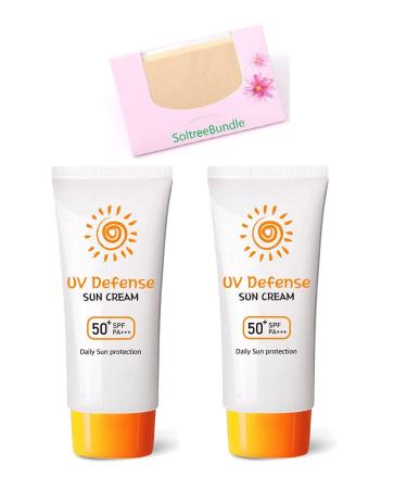 SoltreeBundle 2pcs Korea Perfect Outdoor Sun Block UV Defense Sun Cream Sunscreen 50ml/1.69oz (SPF50+ PA+++) with SoltreeBundle Oil Blotting Paper 50pcs