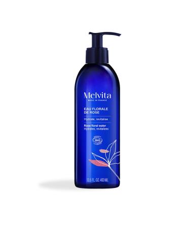 Melvita, Organic Rose Floral Water, 100% Natural, Certified Organic and Vegan, Ideal for Sensitive Skin, Hydrates, revitalizes and intensely refreshes the skin, 400 ml