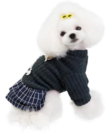 Rayminsino Pet Wool Clothing | Princess Rock Flower Plaid Sweater for Puppies & Medium Dogs | Warm XL Cotton Jacket in Gray - Buy Online on GoSupps.com