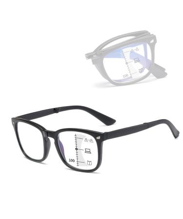 Lightweight Fold Blue Light Blocking Reading Glasses for Women Men Progressive Multifocus Computer Readers(Couleur:Noir Grandeur:1.0x)