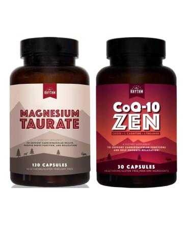 Natural Rhythm Magnesium Taurate 120 Capsules + CoQ10-ZEN 30 Capsules Bundle