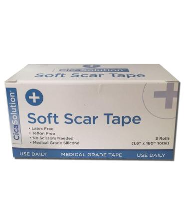 Soft Silicone Scar Tape - Softens and Reduces Scars caused by injuries - Surgery - Burns - C-Sections 1.6in x 180in - Wear for days - Micro-Perforated No Scissors Needed
