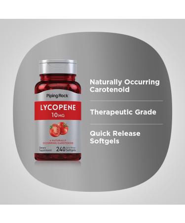 Piping Rock Lycopene 10mg | 240 Softgels | Non-GMO Gluten Free Supplement - Buy Online on GoSupps.com
