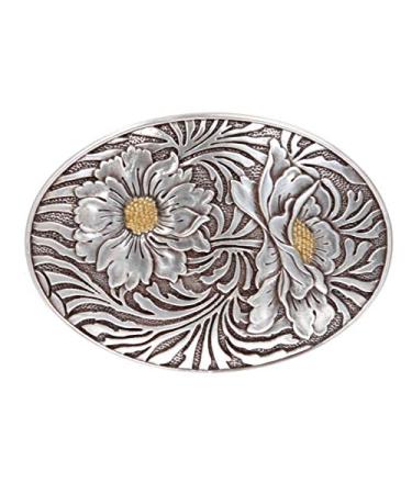 Oval Sunflower Engraving Belt Buckle