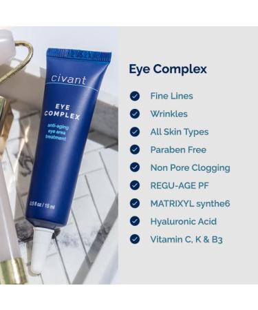 Civant Eye Complex - Dark Circle and Puffiness Reduction Cream - Anti-Aging Solution for All Skin Types - 0.5 fl oz - Buy Online on GoSupps.com