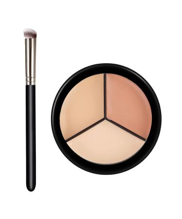 Concealer Contour Palette  Cosmetics Cream Contour and Highlighting Makeup Kit  3 In 1 Contouring Foundation Concealer Palette Conceals Dark Circles  Blemish  Waterproof Long-Lasting - Cruelty Free (2 BLACK)