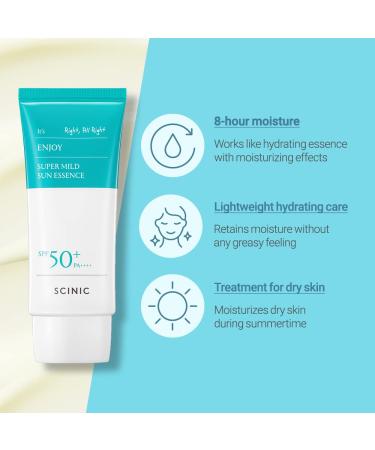 SCINIC Enjoy Super Mild Sun Essence SPF50+ PA++++ 1.69 fl oz | Lightweight Hydrating Korean Sunscreen - Buy Online on GoSupps.com