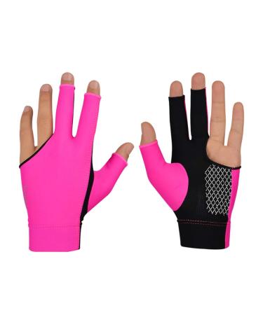Milisten 1PC Elastic 3 Fingers Show Glove for Billiard Shooters Carom Pool Snooker Cue Sport Wear on The Right or Left Hand (Black) Size M Rosy Large