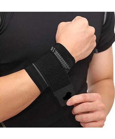 Adjustable Wrist Brace & Compression Strap for Tendinitis Pain Relief | XL Black - 2 Pcs for Sports & Workouts - Buy Online on GoSupps.com