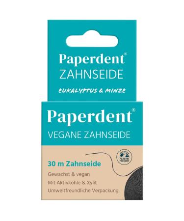 Paperdent Dental Floss Eucalyptus & Mint - waxed vegan environmentally friendly packaging 1