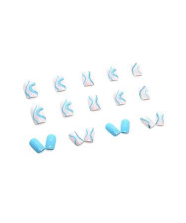 Justotry Blue Angular Press-On Nails | 24-Piece Glitter Short Square Fingernails with Glue for Women - Buy Online on GoSupps.com