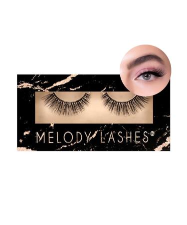 Melody Lashes Artificial vegan 3D eyelashes for the perfect Insta-Doll Finish Light eyelashes to glue ultra fluffy lashes for a fantastic make-up (wispy chic)