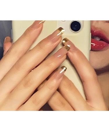 Vatocu Coffin French False Nails - Long Shiny Press On Acrylic Nail Set for Women & Girls | 24 Pieces Ballerina Full Cover Pink - Buy Online on GoSupps.com