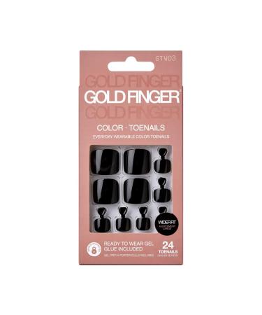 GoldFinger Press On Toenails Kit - Bold Glossy Black Easy Apply Gel Long-Lasting & Wider Fit - Perfect for International Shipping - Buy Online on GoSupps.com
