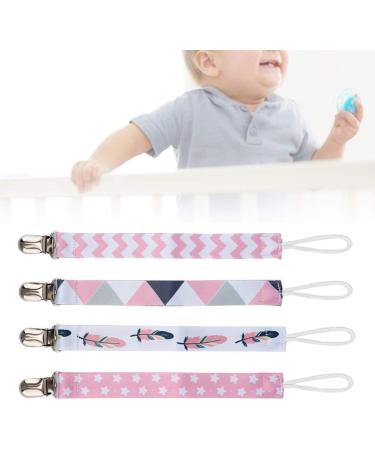Atyhao Baby Pacifier Clip Set - 4 Modern Cotton Strap Holders | Universal Nipple Clips for Baby Shower Gifts & Plush Toys - Buy Online on GoSupps.com