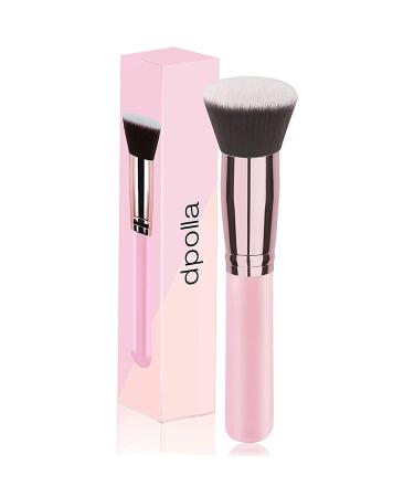 DPOLLA Foundation Brush Flat Top Kabuki Brush  Premium Makeup Brush Perfect for Liquid Makeup Cream or Flawless Powder Cosmetics Buffing Stippling Concealer Paint Pink