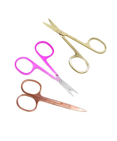 Ipetboom 1 Set 3pcs Facial Hair Scissors Eyelashes Scissors Beard Trimming Scissors Vibrissa Scissors Stainless Steel Scissors Beauty Care Scissors Eyebrow Trimmer Bagged Nose Hair Scissors