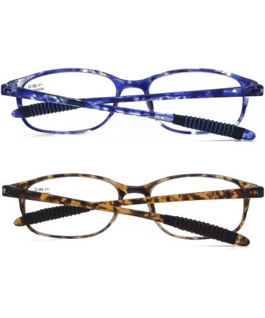 Mcoorn Reading Glasses Flexible Light for Women & Men - 2-Pack with Case Anti-Blue Tortoiseshell & Brown - 2.25x Magnification - Buy Online on GoSupps.com