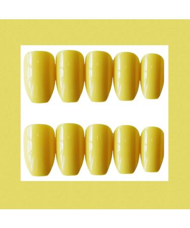 Buy Sethain Shiny Yellow Ballerina Press-On False Nails - 24-Piece Complete Nail Tips for Women & Girls - Long Full Coverage - Buy Online on GoSupps.com