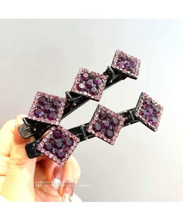 Set of 3 Sparkling Crystal Stone Braided Hair Clips | Rhinestone Hair Styling Clips for Women | Double Layer Design with 3 Small Clips | 3-Pack in Assorted Colors - Buy Online on GoSupps.com