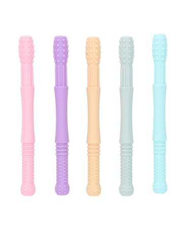 Hollow Teething Sticks Silicone 5-Piece Set for Toddlers - Reduce Anxiety & Stress, Teeth Grinding Relief - Perfect for PDD - Style 2 - Buy Online on GoSupps.com
