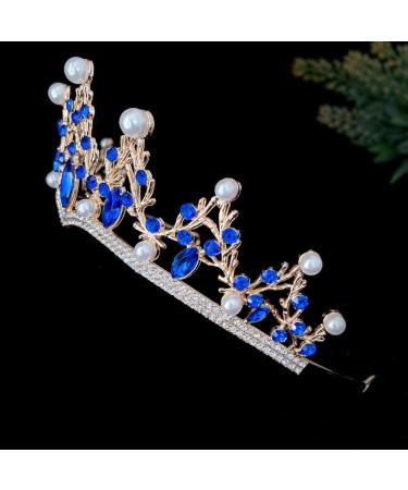 Beaupretty Wedding Rhinestone Crown Bling Crown Headband Bride Birthday Queen Crown Crystal Tiara for Wedding Party Dark Blue - Buy Online on GoSupps.com