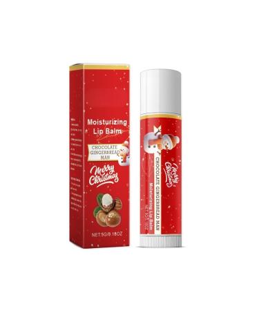 Christmas Lip Balm Moisturizing Lip Care with Cocoa Butter Olive Oil & Cinnamon Extract Soft & Smooth Lip Treatment Holiday Gift 4g