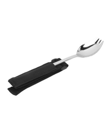Adaptive Fork Spoon Prevent Slip Weighted Handle Stainless Steel Disabled Cutlery with Strap for Hand Tremors Arthritis