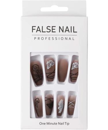 Halloween False Nails Long Fake Nails Black Press on Nails Ballerina Acrylic Stick on Nails 24pcs for Women and Girls 1 count (Pack of 1) Black - Buy Online on GoSupps.com
