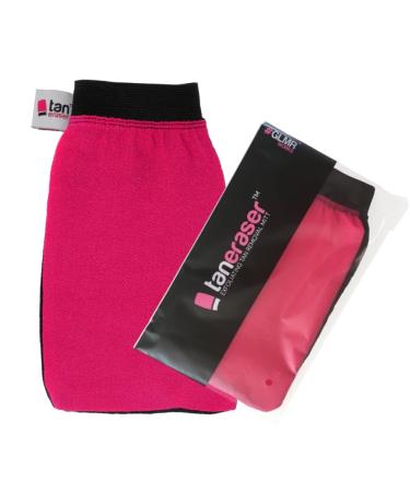 Tan Eraser Exfoliating Fake Tan Remover Mitt/Glove - Pink & Black | Easily Removes Spray Or Self Tanning Products