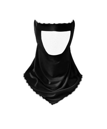 Summer network perforated single-colored egg silk sun protection ear mask riding outdoor fishing neck protection hanging ear-hinged tapes black