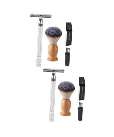 Fomiyes 2 sentences manual razor portable razor razor men razor foster tool for men facial razor beard razor razor in the old style old -fashioned shaving brush