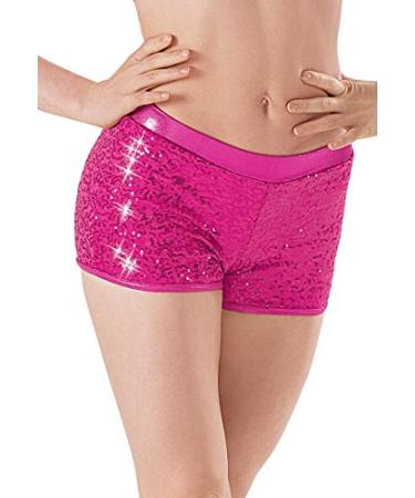 Balera Dance Shorts Sequin Performance with Metallic Trim X-Large Fuchsia
