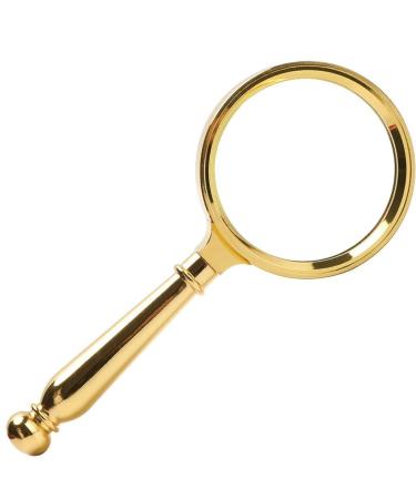 Handheld Magnifying Glass 10 Times Full Metal Gold Bronze Old Man Reading HD Optical Glass Magnifying Glass Length 18.5cm Made in China
