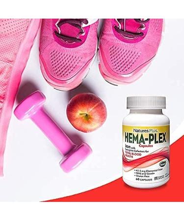 NaturesPlus Hema-Plex Iron Capsules - 60 Fast-Acting Vegetarian Capsules - 85mg Chelated Iron for Total Blood Health - With Vitamin C & Bioflavonoids - Vegan & Gluten-Free - Buy Online on GoSupps.com