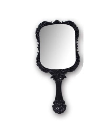 VOSAREA 2PCS Vintage Handheld Mirror Small Square Hand Decorative Mirrors for Face Makeup Embossed Flower Butterfly Portable Antique Cosmetic Mirror Black