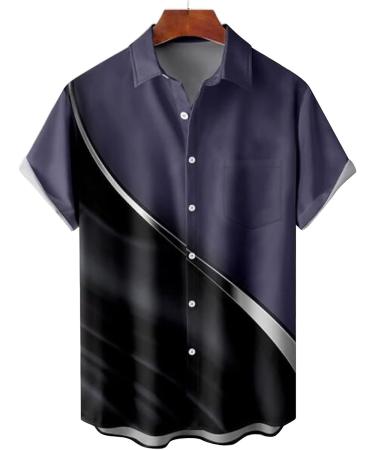 Men's Casual Fashion Short Sleeve Hawaiian Shirt - Purple - 3XL - Buy Online on GoSupps.com