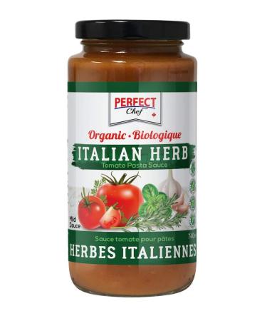 Perfect Chef Organic Italian Herb Pasta Sauce (6-Pack) 6 x 740ml - Gluten Free No Sugar Added Vegan Made in Canada.