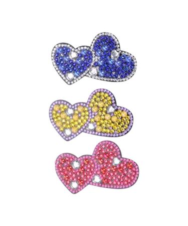 ARVALOLET Handmade Diamond Hair Accessories - 3 Pieces Leaf Flower Butterfly Heart Dragonfly DIY Accessories FJ020