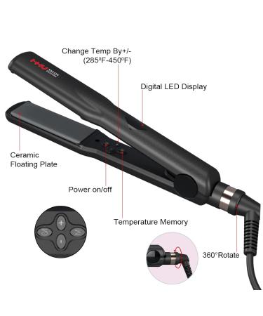 Professional Hair Straightener 2 in 1 Dual Voltage Curling Iron - Ceramic Ionic Flat Iron with Floating Plates Digital Display & Auto Shut Off - Global Shipping Available - Buy Online on GoSupps.com