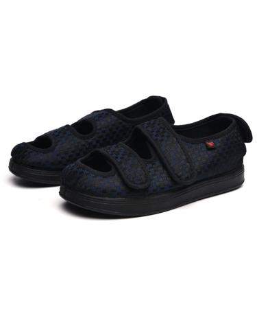 fohapfam Mens Diabetic Slippers Extra Wide Edema Swollen Sandals Adjustable Hallux Valgus Recovery Slippers for Swollen Feet Edema Arthritis Elderly Indoor/Outdoor 11 Blue