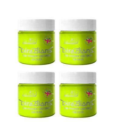 4x La Riche Directions Semi-Permanent Hair Color 100ml Tub - Fluorescent Lime Fluorescent Lime 100 ml (Pack of 4)