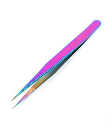 Zhiwenczz 1 piece of stainless steel straight curved eyelash tweezers rainbow colored fake fake eyelash extensions pliers pointed clip professional multi -purpose tools